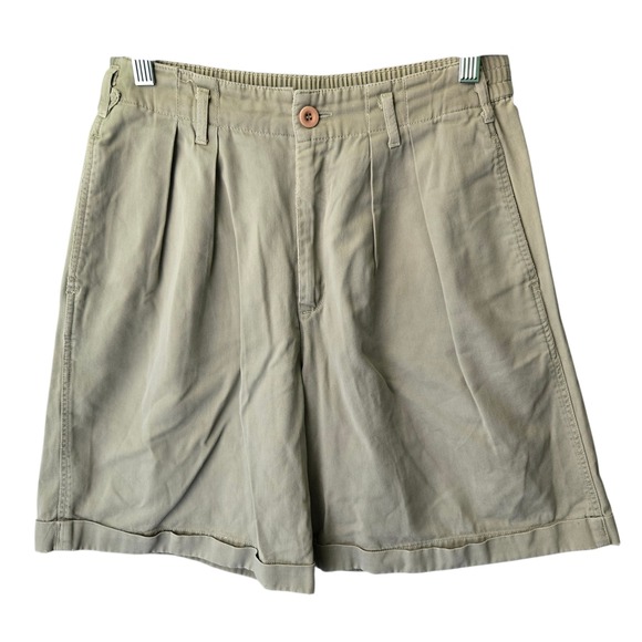 Calvin Klein Sport Pants - Calvin Klein Sport Khaki Pleated Cotton Shorts‎ Size 4 Elastic Waist